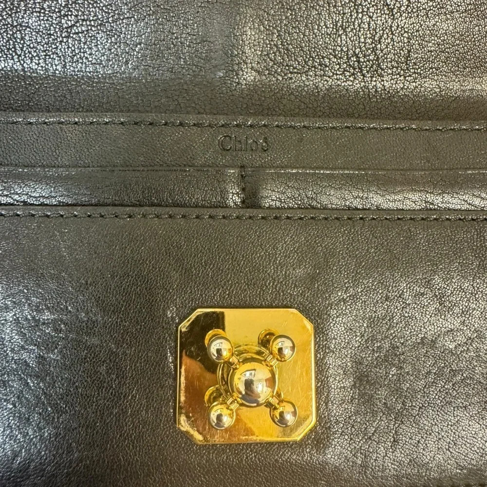 Chloe Black Leather Clutch Elise Continental Wallet EUC - Picture 10 of 13